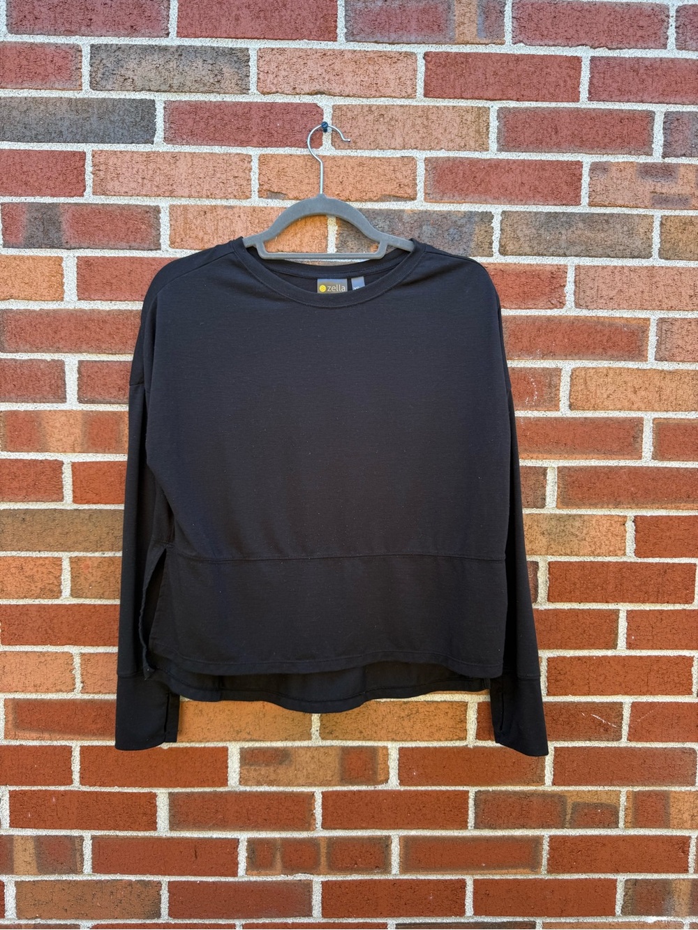 Zella Black Split Back Long Sleeve Activewear Top Women’s XS